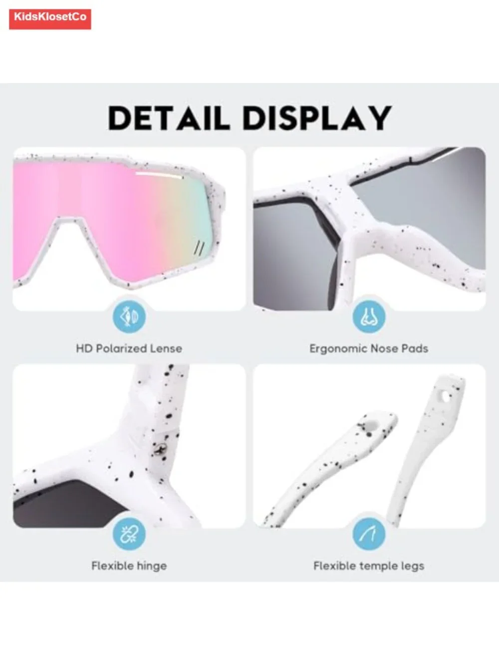 Kids UV400 Sports Sunglasses Baseball Biking Tennis Outdoor Goggles Youth